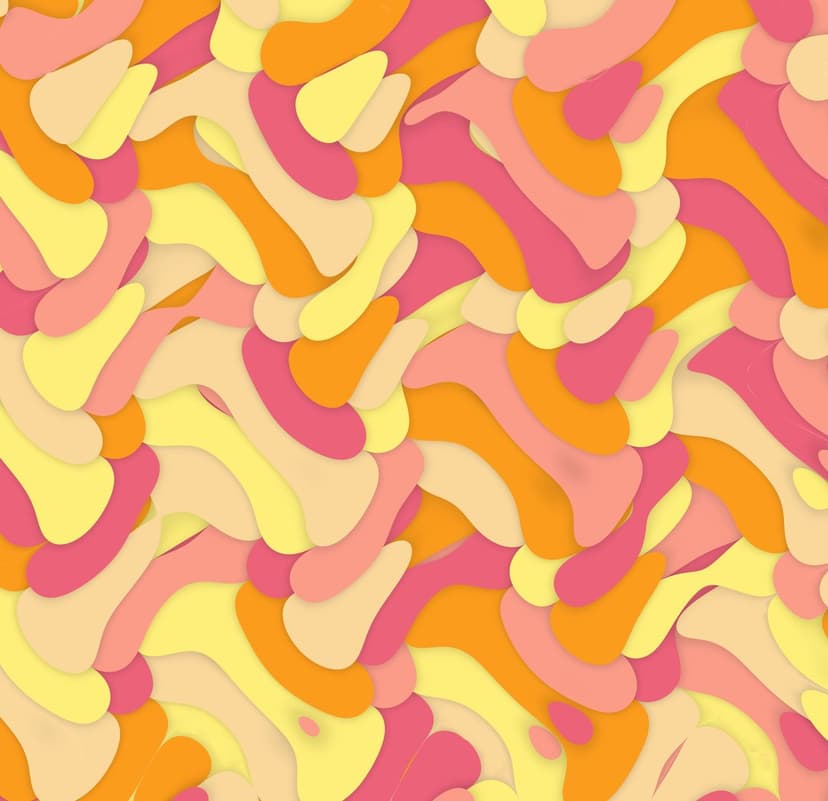 Overlapping pink and orange organic shapes with subtle shadows create a sense of depth in this seamless pattern.