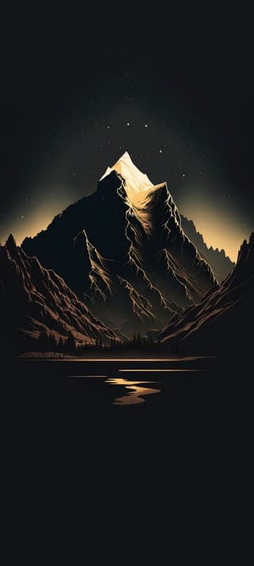 Majestic Mountain Peak Under Starry Night Sky
