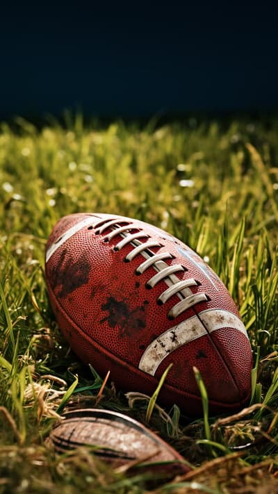 American Football on Grass Field, Outdoor Sports Background