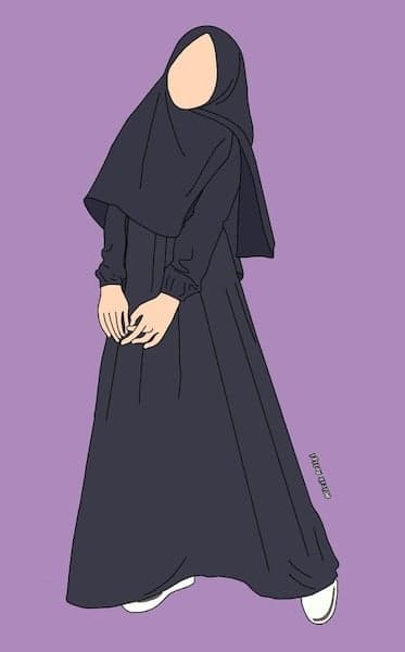 Elegant Faceless Woman in Black Hijab Mobile Wallpaper