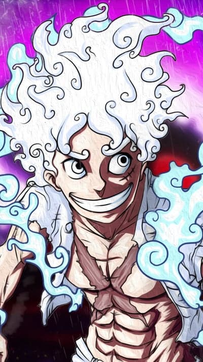 Luffy Gear 5 Awakened Sun God Nika Phone Wallpaper