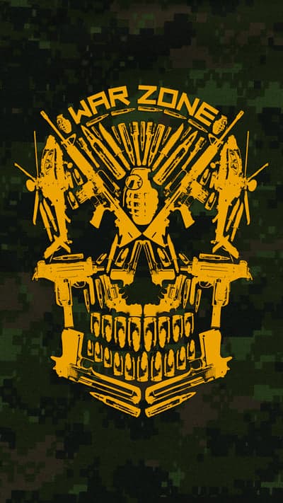 Call of Duty Warzone Skull Logo with Guns and Ammo