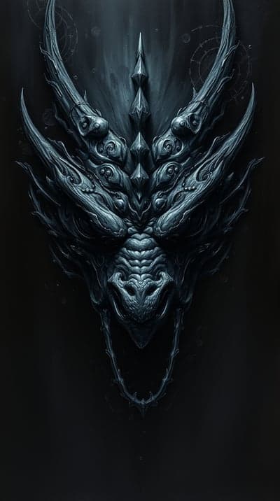 Menacing Shadow Dragon Portrait Dark Fantasy Phone Wallpaper