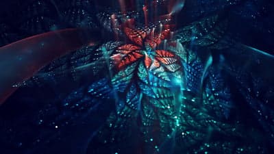 Abstract Fractal Flower with Blue and Red Hues