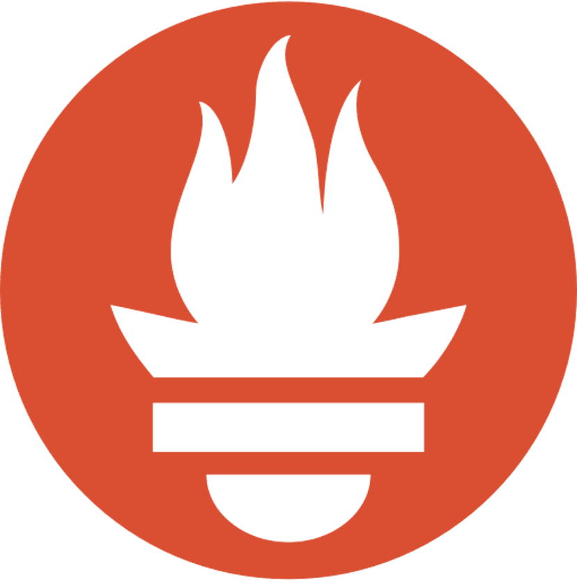 Prometheus monitoring logo featuring a stylized orange flame inside a circular geometric vector border.