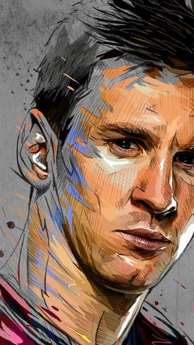 Lionel Messi Expressive Portrait Mobile Wallpaper Background