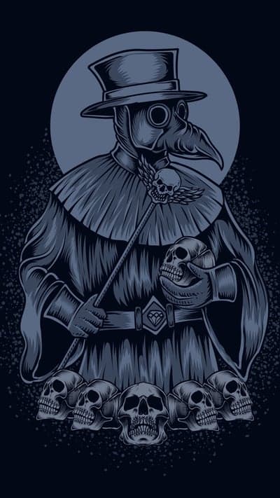 Gothic Plague Physician and Skulls Mobile Wallpaper