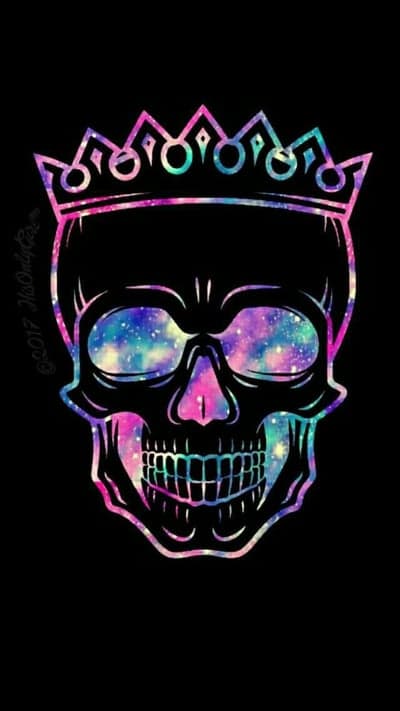 Regal Galaxy Skull Phone Background with Starry Crown