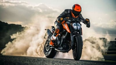 KTM Duke Sportbike Burnout Action Desktop Background