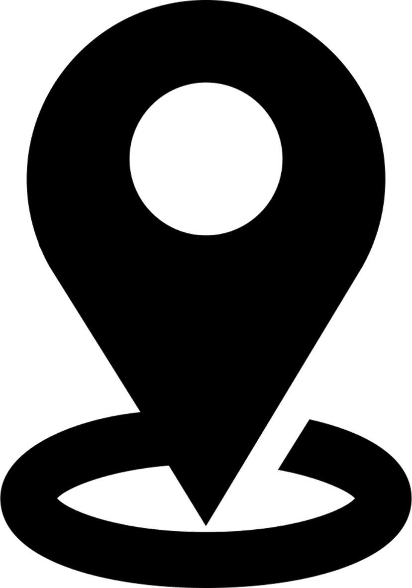 Location pin icon with a red vector finish and sharp tip positioned vertically on a transparent background.