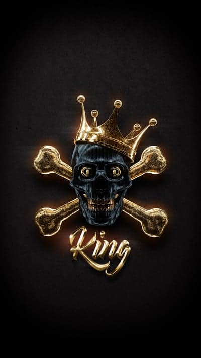 Regal Black Skull with Gold Crown and Glasses Backdrop