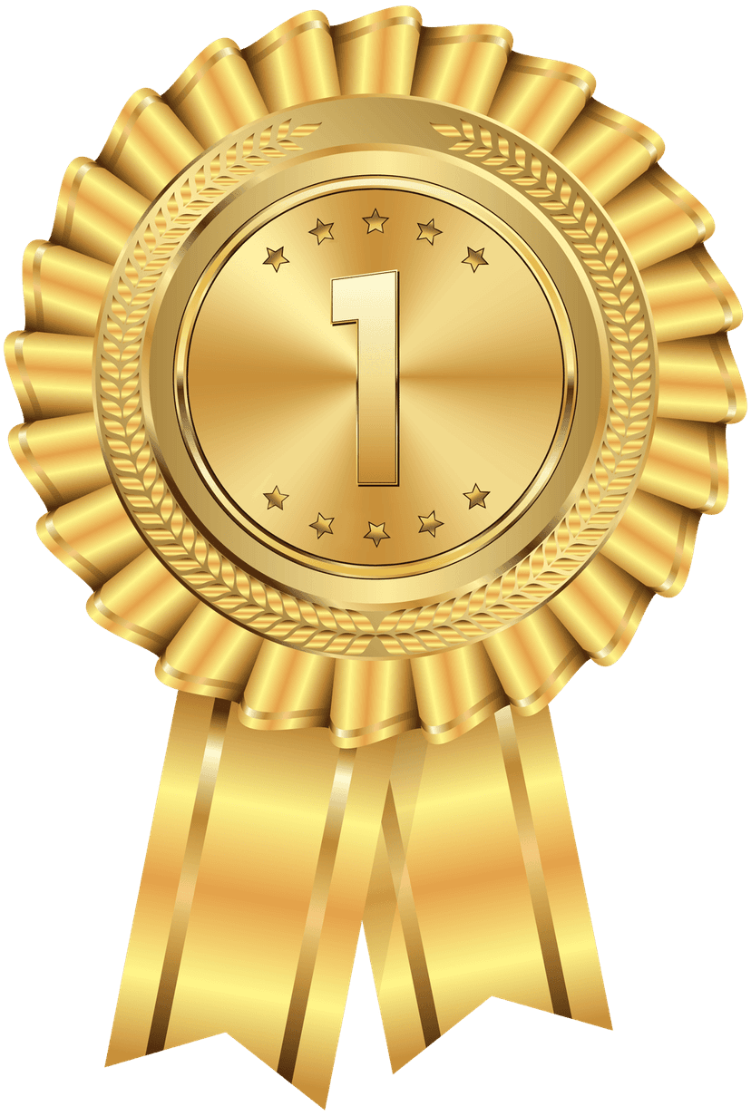Gold medal award featuring a polished yellow metallic surface with soft 3D highlights and realistic reflections.