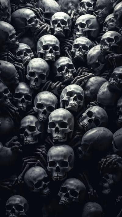 Pile of Skulls and Skeletons Dark Macabre Art