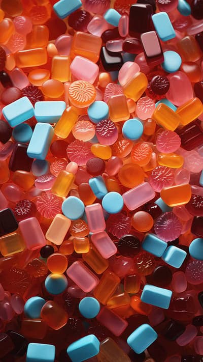 Vibrant Assorted Gummy Candies in a Pile