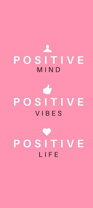 Positive Mind Vibes Life Quote on Pink Background