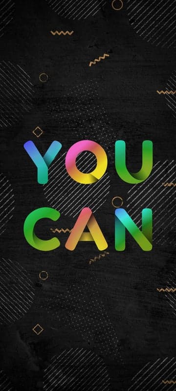 Inspirational "You Can" Text with Gradient Colors on Black Background