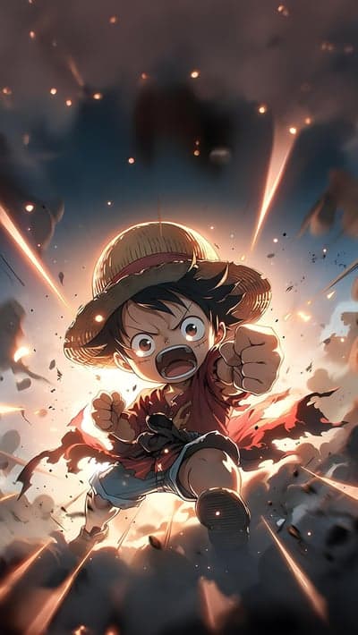 Anime Kid Fighter with Straw Hat in Action