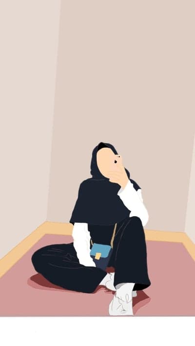 Faceless Hijabi Girl Posing for a Selfie on Pink Carpet