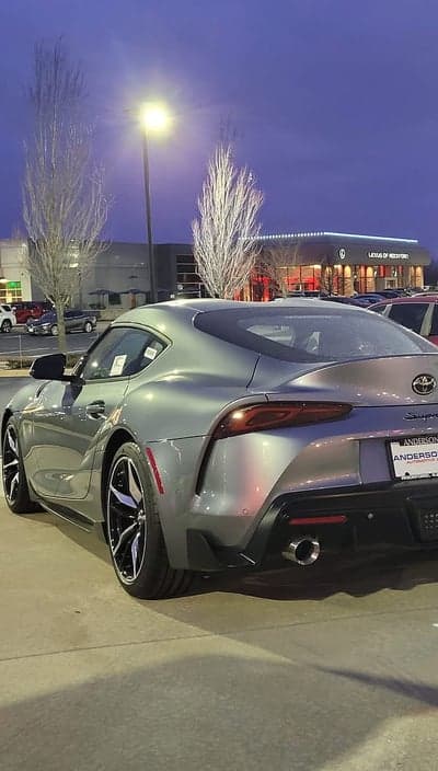 Silver Toyota Supra parked at Lexus of Rockford dealership