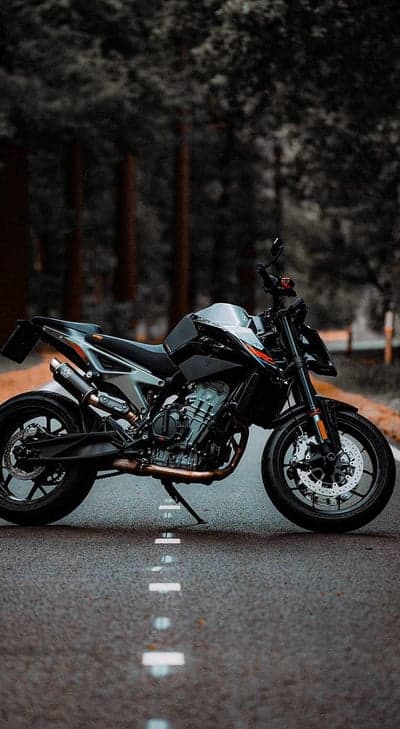 KTM Motorcycle on a Forest Road