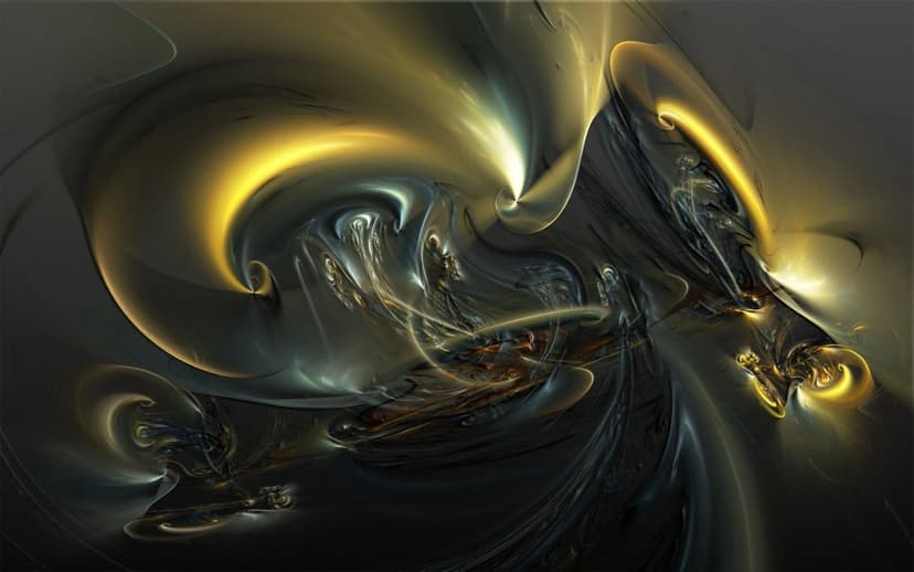 Intertwined golden light ribbons and charcoal smoke plumes create a sense of intense motion in a vertical frame.