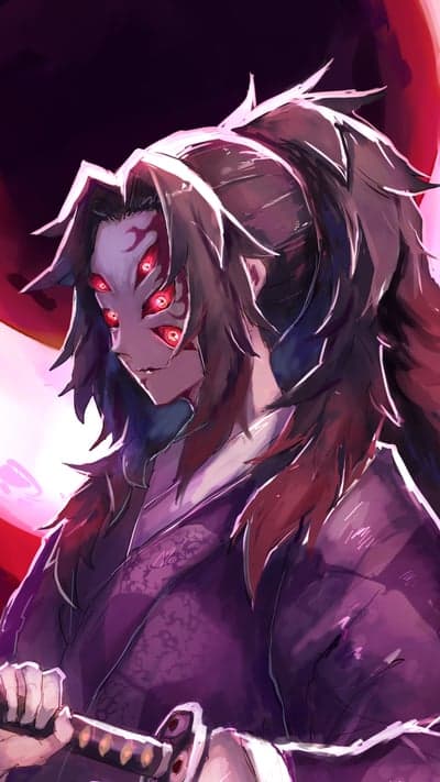 Kokushibo Upper Moon One Red Moon Samurai Mobile Wallpaper