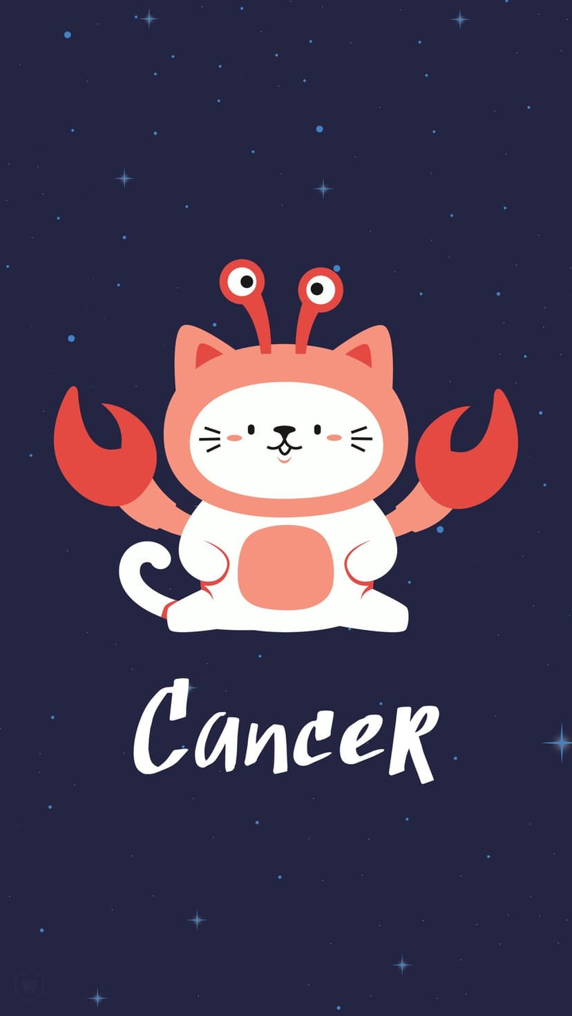 White cat wearing a pink crab costume with claws and antennae against a dark blue starry night sky background.