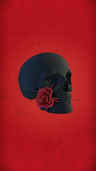 Gothic Skull and Crimson Rose Dark Mobile Wallpaper