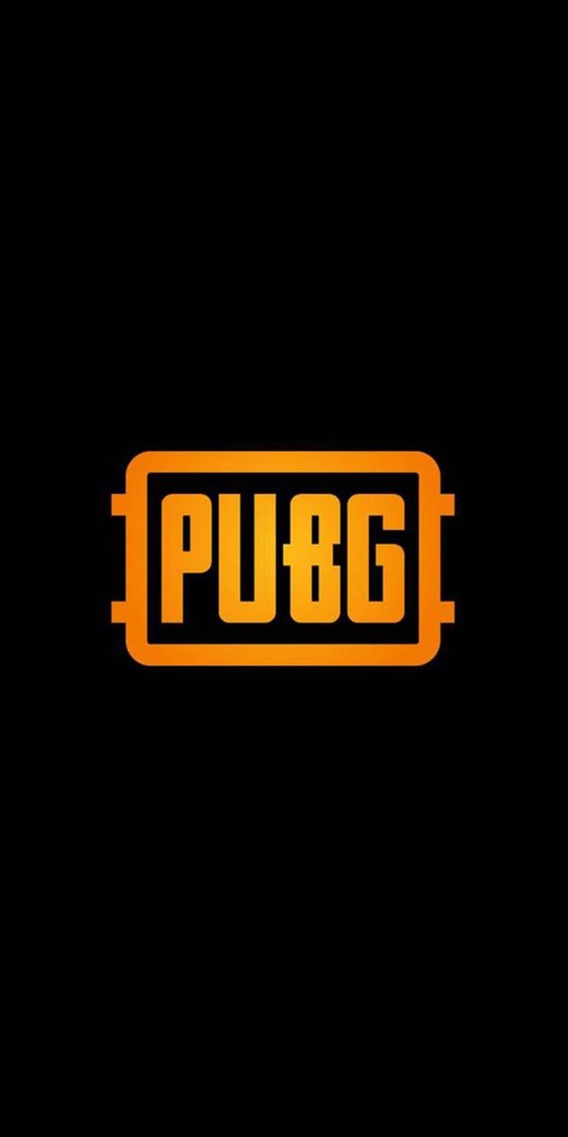 PUBG logo in bright orange inside a rectangle on a solid black background with a vertical orientation.