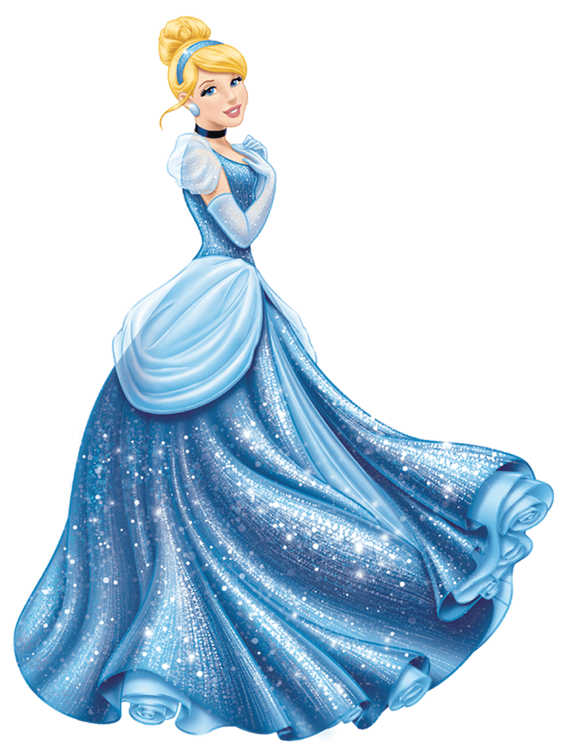 Cinderella princess group illustration featuring Belle, Rapunzel, Ariel, and Aurora in vibrant gowns with a matte finish.