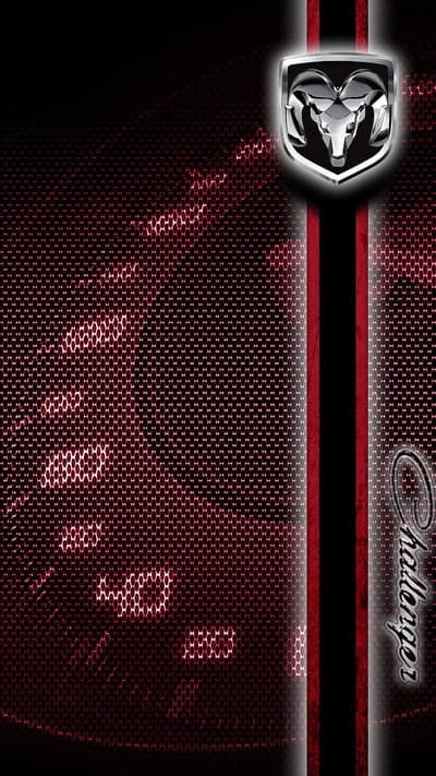 Dodge Challenger Script Logo on Red Carbon Fiber Phone Backdrop