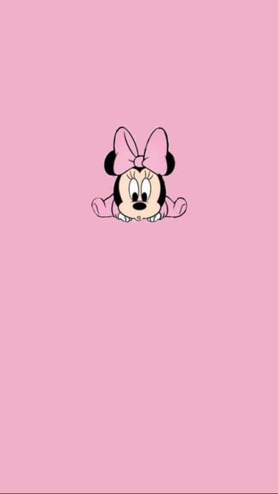 Cute Baby Minnie Mouse Pink Bow Wallpaper