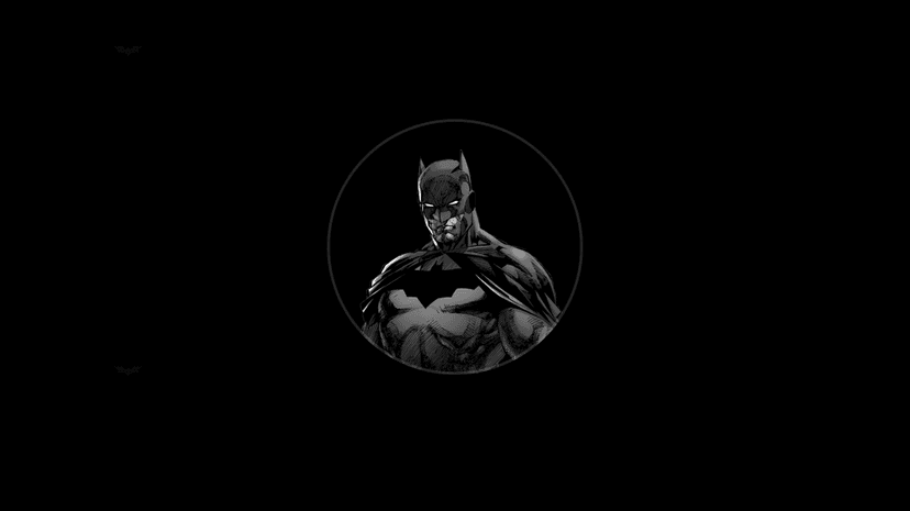 Batman character wearing textured tactical armor stands in dramatic shadows within a dark noir city setting.