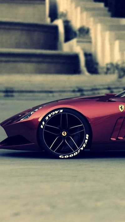 Ferrari Supercar Wheel Close-Up with Goodyear Tires