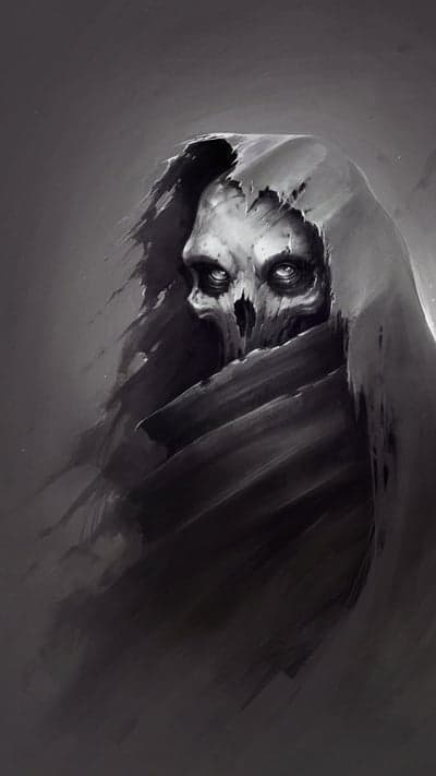 Grim Reaper in Ripped Hood, Dark Fantasy Art