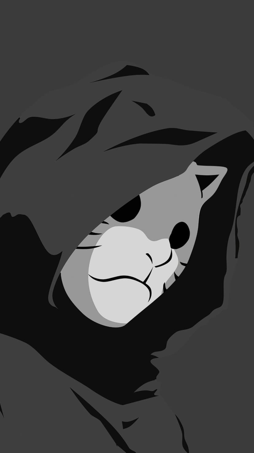 Anbu ninja mask with red markings emerges from a dark hooded cloak in a high-contrast grayscale composition.