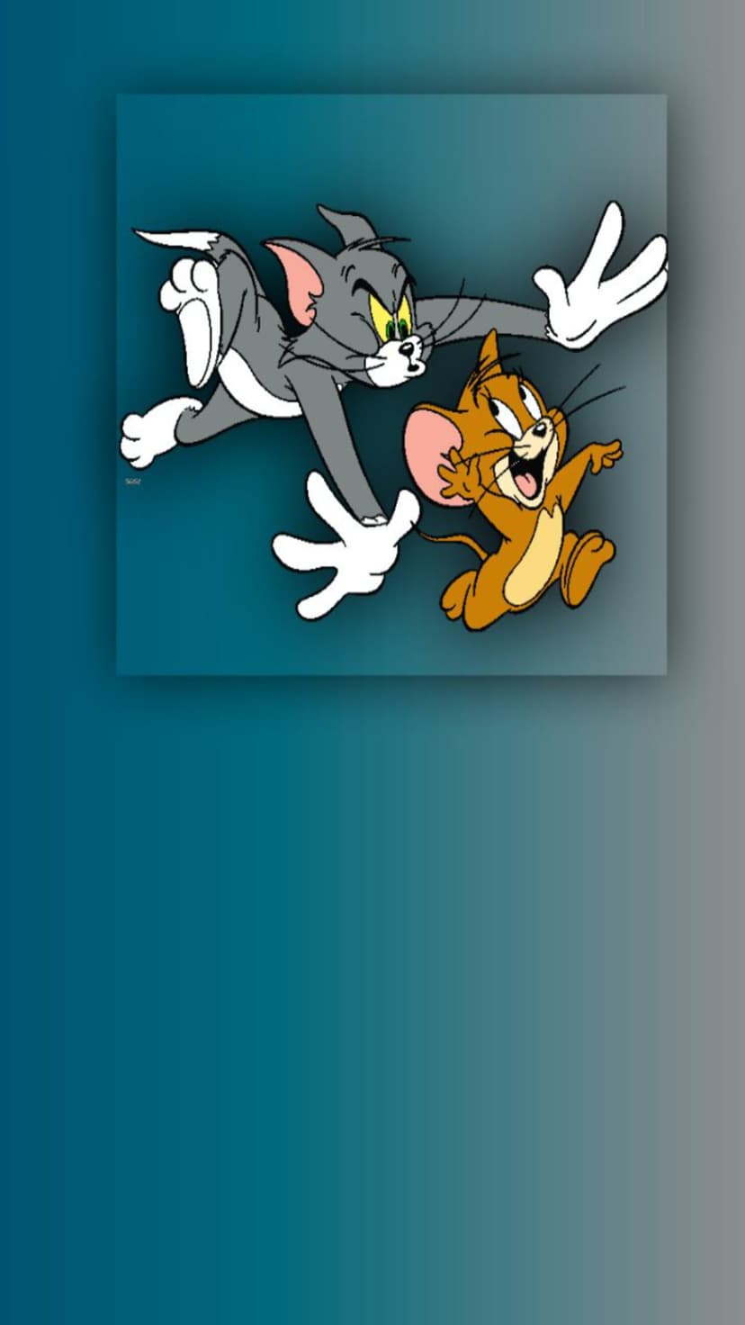 Tom the cat and Jerry the mouse run side by side with determined expressions against a colorful backdrop.