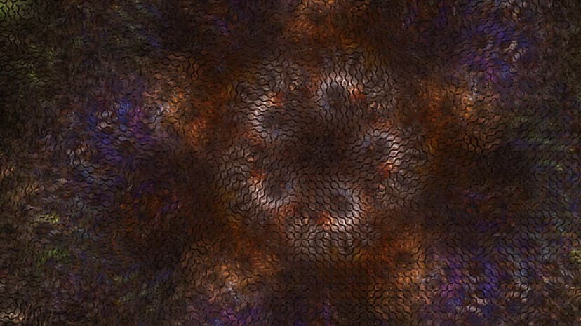 Intricate bronze and dark brown fractal swirls resembling the textured surface of weathered tree bark or scales.