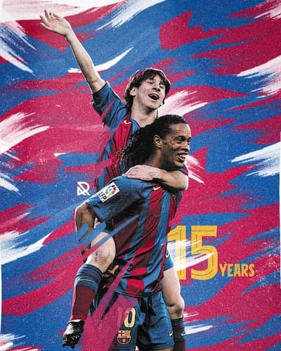 Messi and Ronaldinho celebrate 15 years of Barcelona magic