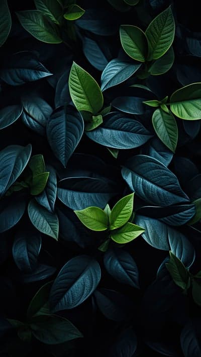 Dark Green Leaves Lush Foliage Abstract Background