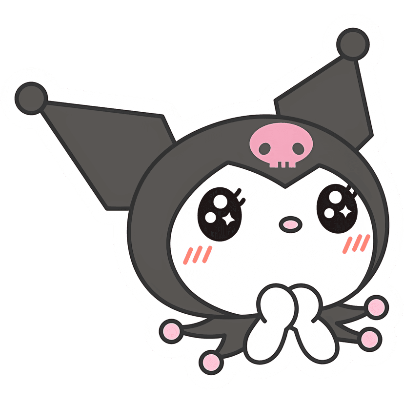 Stylized black bat character with large pink eyes and small fangs in a 2D cartoon illustration style.