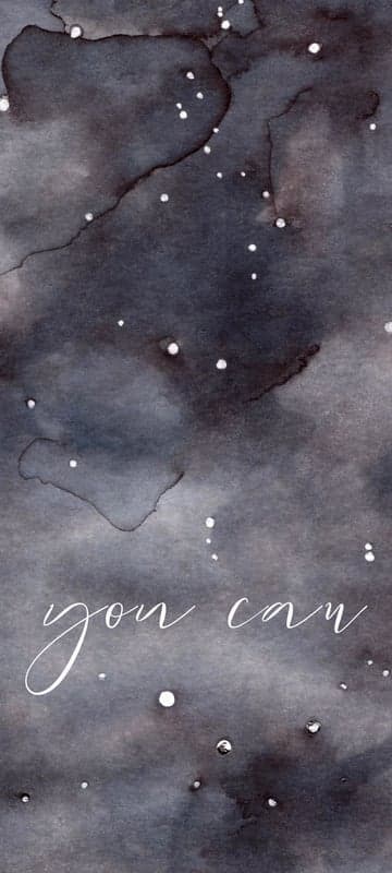 Inspirational watercolor night sky with "you can" text