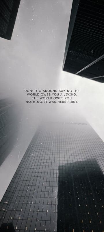 Inspirational Quote About World and Life on Skyscraper Background
