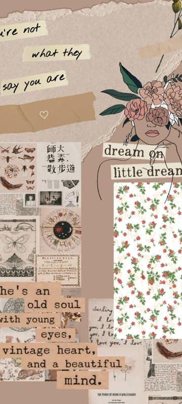 Vintage Aesthetic Collage with Floral and Text Elements