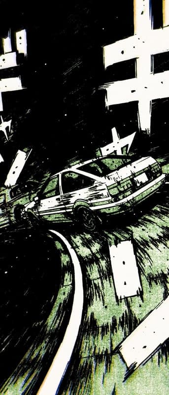 Car Drifting on Mountain Road Anime Style