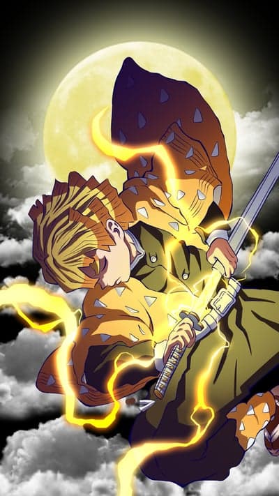 Demon Slayer Zenitsu Thunder Breathing Moonlit Action