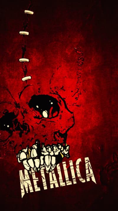Distressed Metallica Skull Red Grunge Mobile Wallpaper