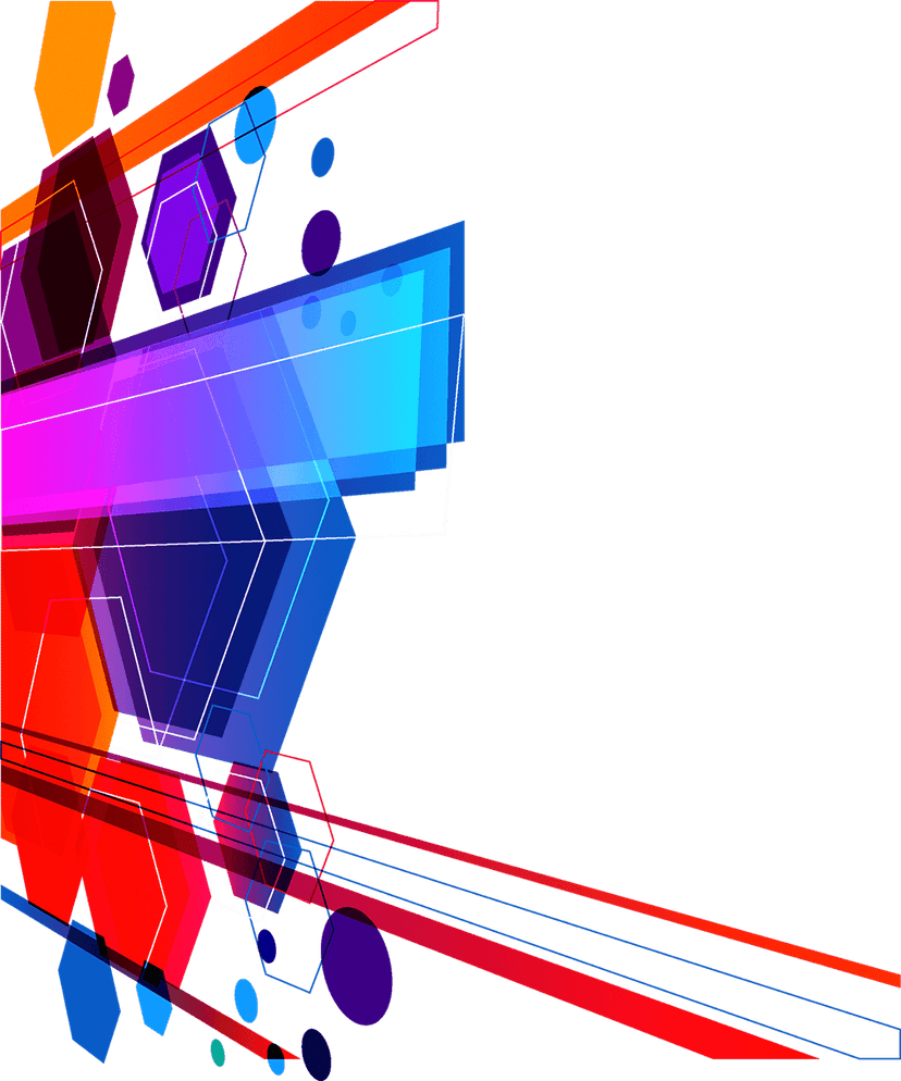 Euclidean geometric frame with vibrant blue and red gradient lines surrounding a transparent central space.