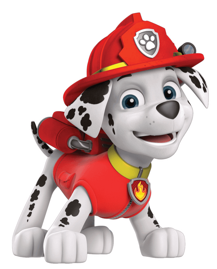 Dalmatian and German Shepherd cartoon puppies wearing blue police uniforms and silver badges on a white background.