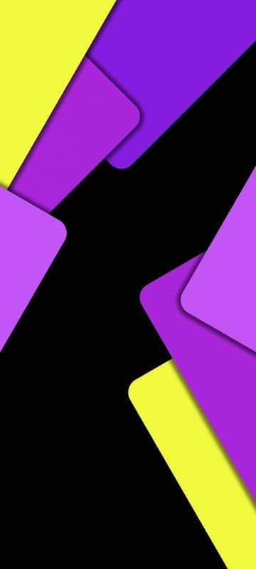 Abstract Purple and Yellow Geometric Shapes on Black Background